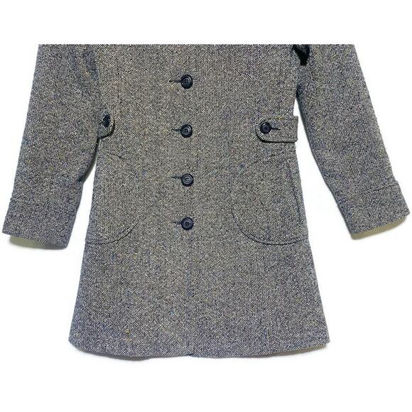 American Rag Coat Girls Size Medium Button Up Black Herringbone Lined Wool Blend - Picture 7 of 8